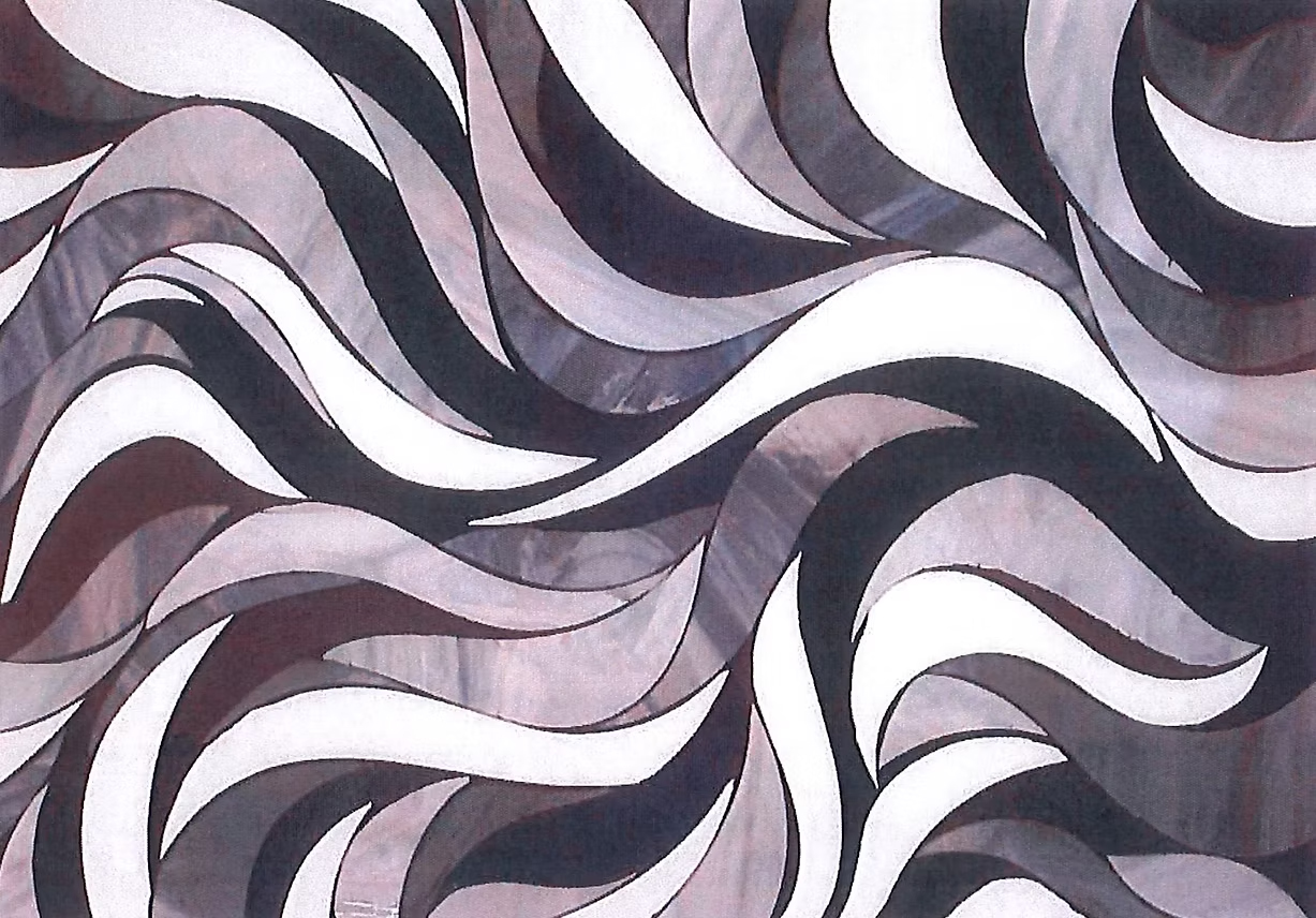Complete Fire and Wind abstract wave carpet in charcoal, gray and white