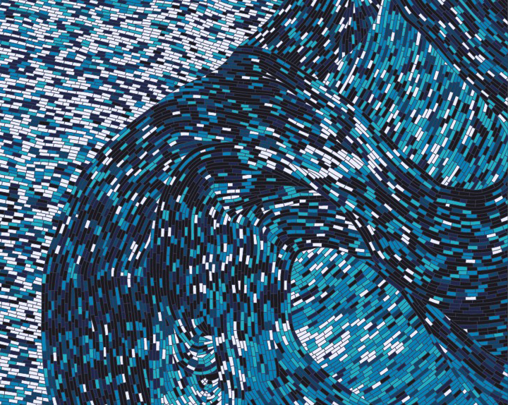 Close-up of Ocean carpet showing blue and white wave marks
