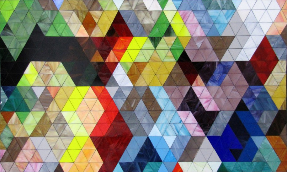 Watercolor Triangles artwork with multicolor translucent geometric forms
