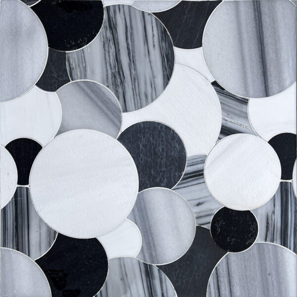 Overlapping Circles - Black Stone Mosaic Interlocking Tile