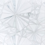 Diamond Starburst Pattern in White Interlocking Stone Mosaic Tile