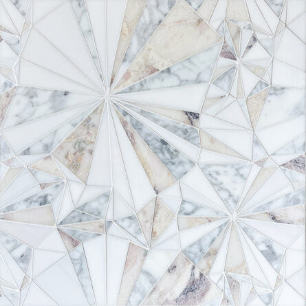 Diamond Starburst Pattern in Purple Interlocking Stone Mosaics-