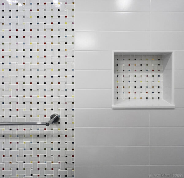 Sprinkles Bright White Basketweave Glass Mosaic Tile