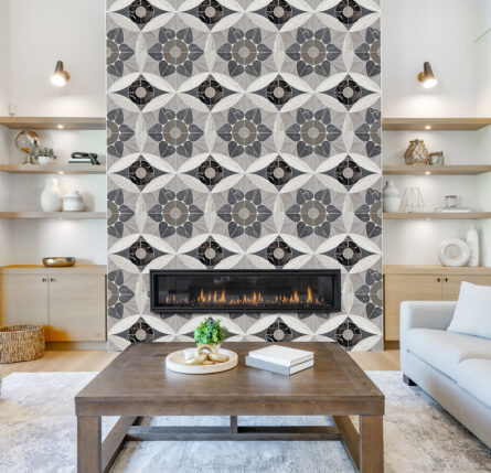 Moroccan Heart Pattern in Brown Interlocking Stone Mosaic Tile