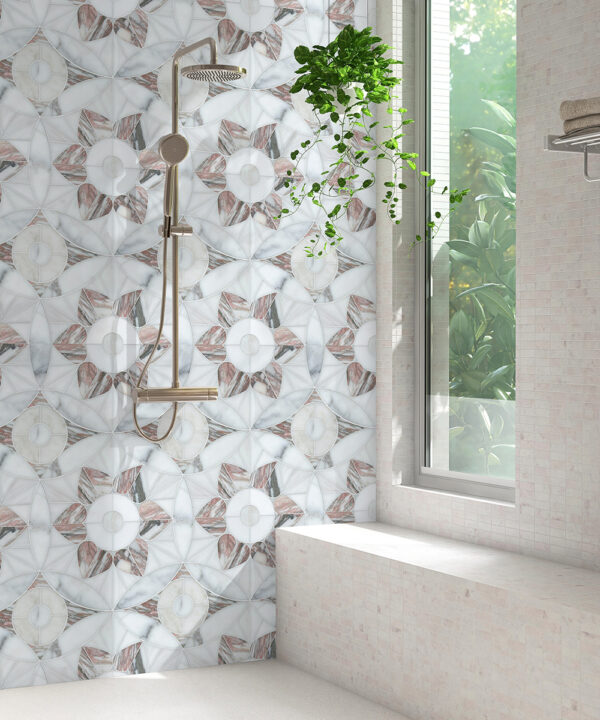 Moroccan Heart Pink Stone Mosaic