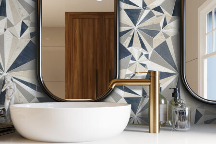 Diamond Cream Pattern in Cream Interlocking Stone Mosaic Tile