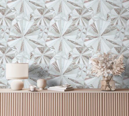 Diamond Starburst Pattern in Pink Interlocking Stone Mosaic Tile