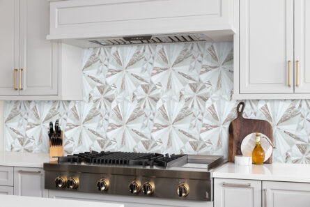 Diamond Starburst Pattern in Pink Interlocking Stone Mosaic Tile