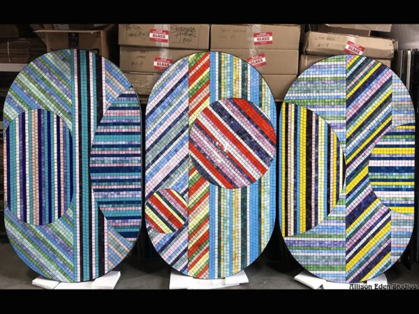 "3 Pills" mosaic artwork by Allison Eden Studios