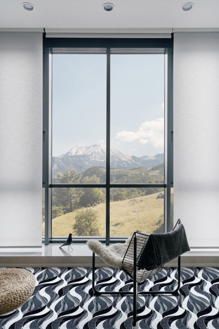 Waves- Black- Stone interlocking Mosaic Tiles