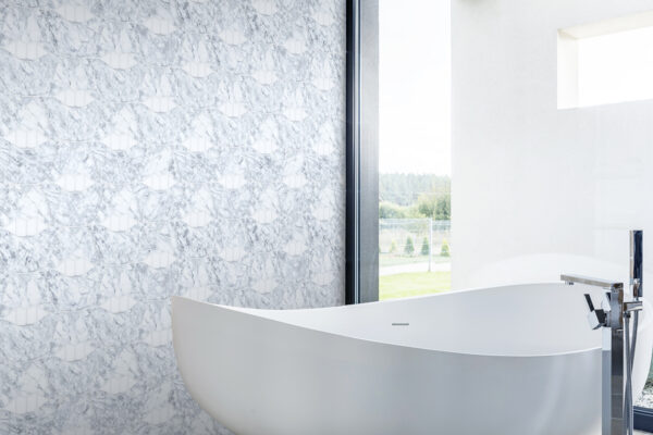 Smile Grey Interlocking Stone Mosaic Tile- Carrara L, Thassos H & Statuary P