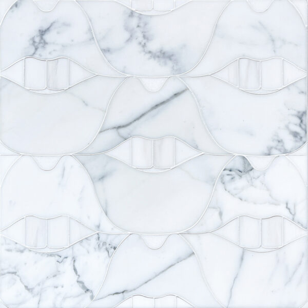 Smile White Interlocking Stone Mosaic Tile