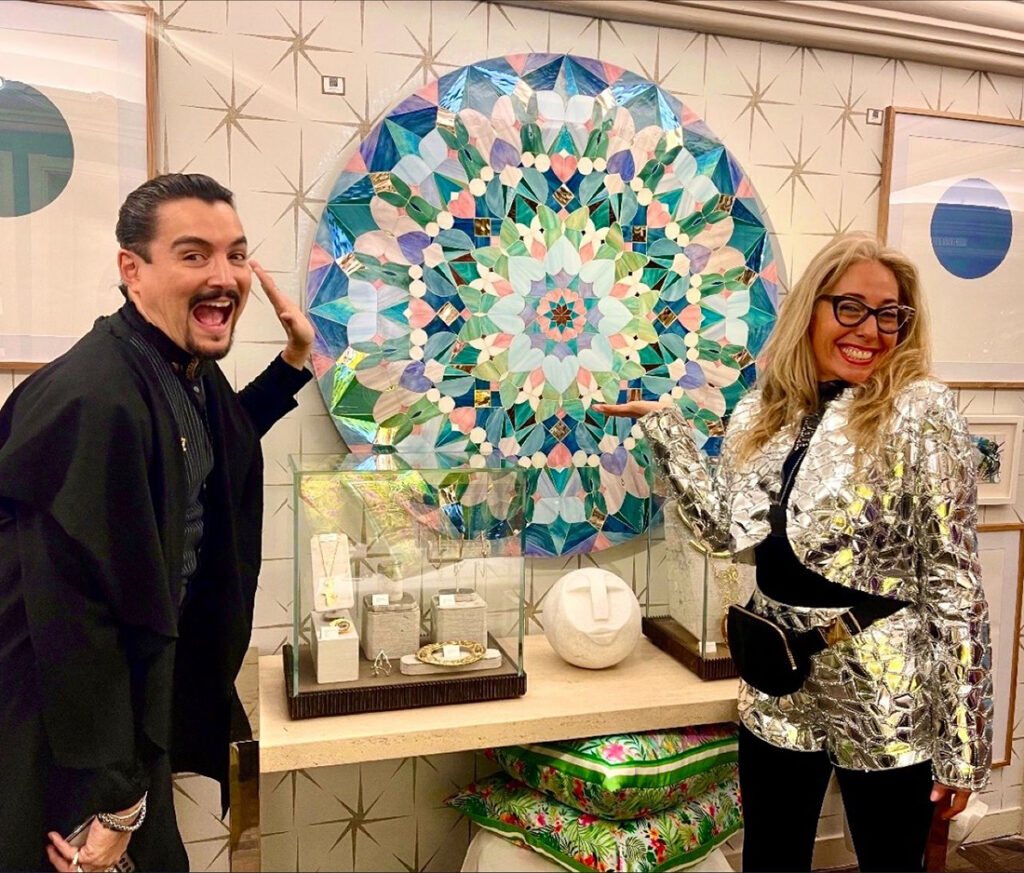David Santiago with Allison Eden at Kaleidoscope Project Glass Artwork