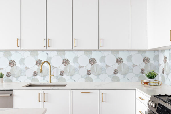 Overlapping Circles- Pink Stone Mosaic Interlocking Tile