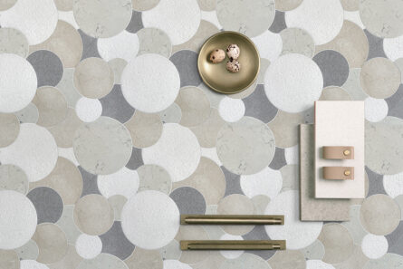 Overlapping Circles- Cream Stone Interlocking Mosaic Tile