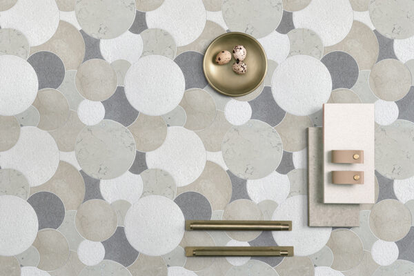 Overlapping Circles- Cream Stone Interlocking Mosaic Tile