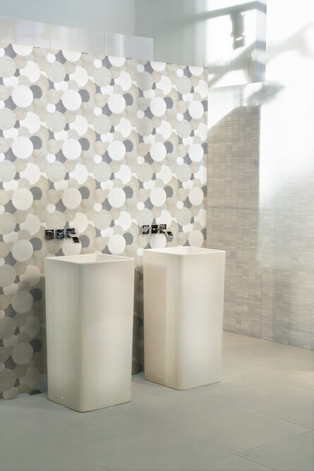 Overlapping Circles- Cream Stone Interlocking Mosaic Tile