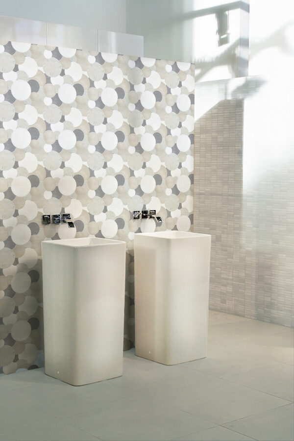Overlapping Circles- Cream Stone Interlocking Mosaic Tile