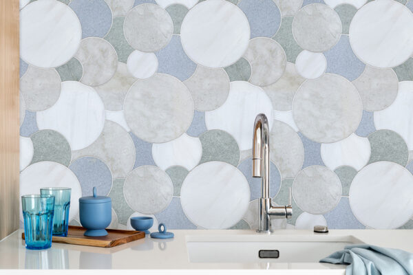 Overlapping Circles - Green Stone Mosaic Interlocking Tile