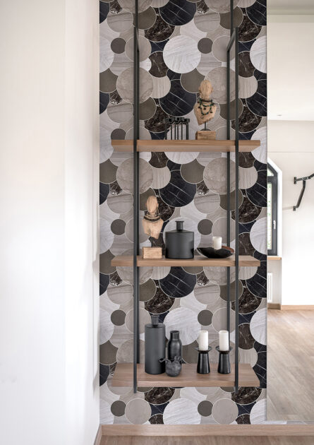 Overlapping Circles- interlocking stone mosaic tile