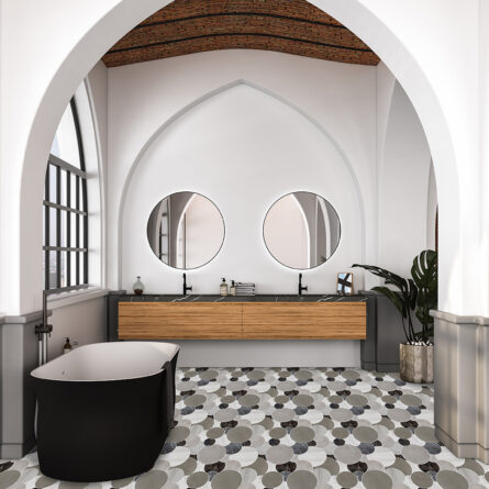 Overlapping Circles- interlocking stone mosaic tile