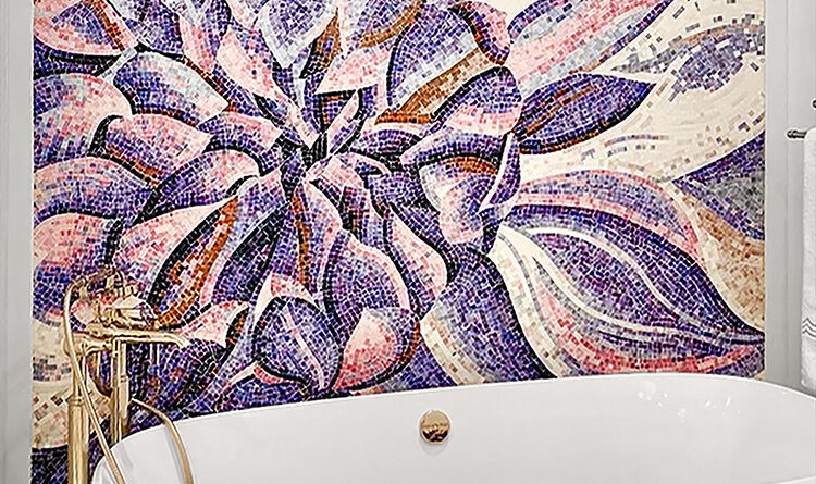 custom amethyst glass mosaic bathroom mural allison eden studios