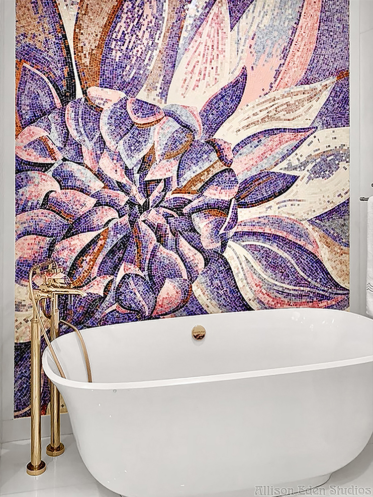 custom amethyst glass mosaic bathroom mural allison eden studios
