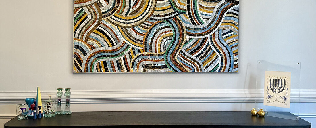 Allison Eden Studios Mosaic Swirling Artwork in Dining Room wm