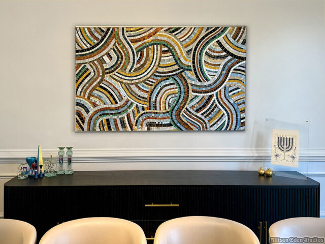 Allison Eden Studios Mosaic Swirling Artwork in Dining Room wm
