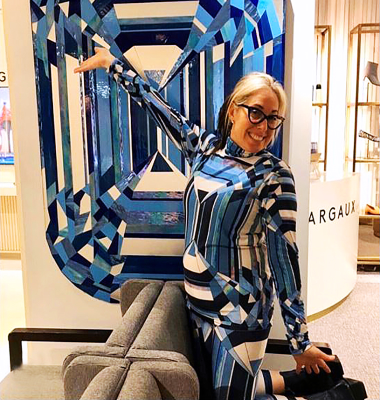 Allison Eden Studios blue diamond with matching outfit at Bloomingdales