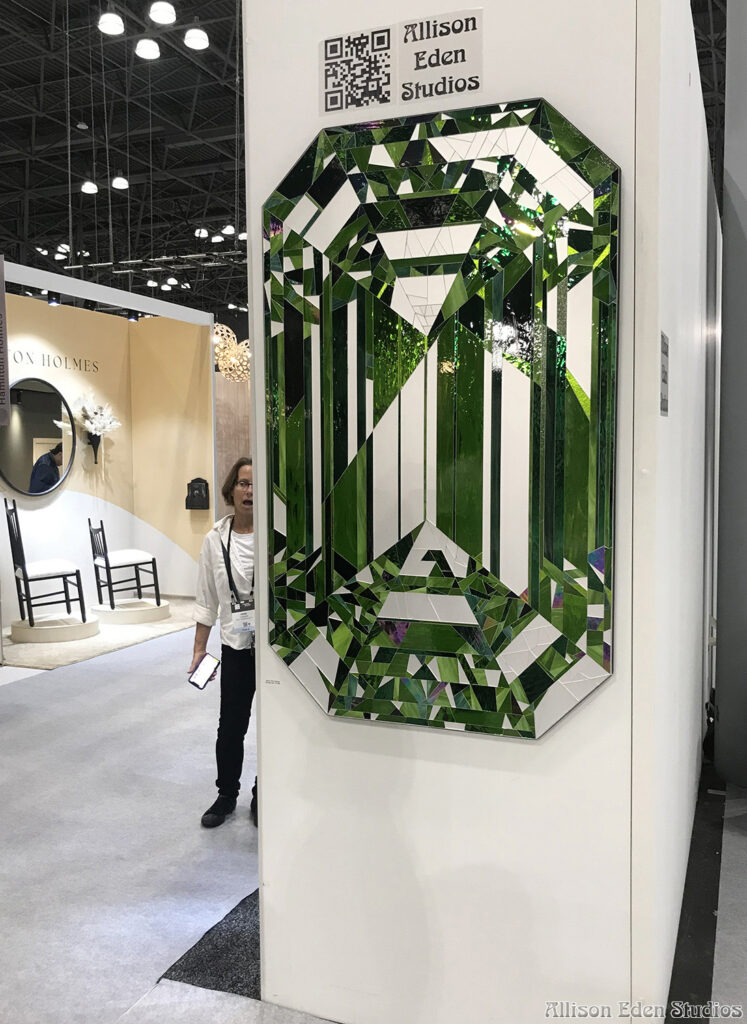 Allison Eden Studios Emerald gemstone glass artwork exhibited at ICFF in New York City.