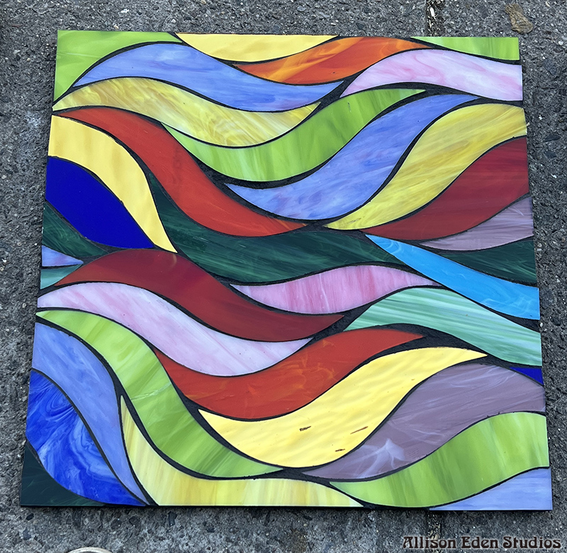 Allison Eden Studios Funky Waves Mosaic Tile Sample In Progress