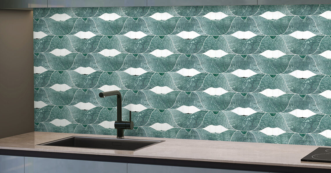Allison Eden Studios stone mosaics green SMILE Lips wm