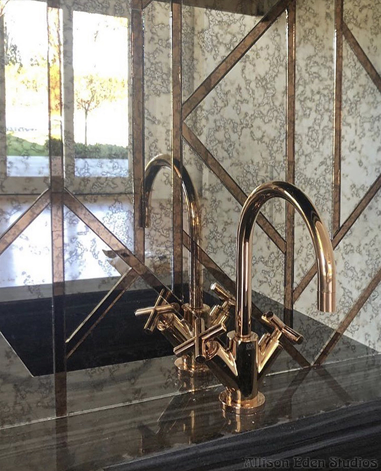 Allison Eden Studios Art Deco copper antique mirror bar