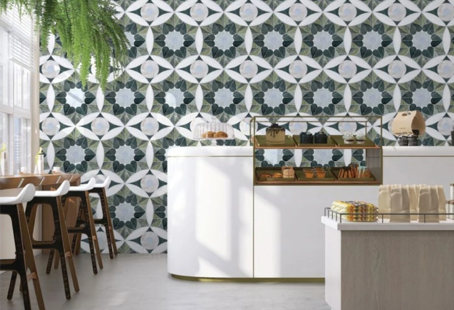 Allison Eden Studios Green Moroccan Stone Mosaics Coffee Shop