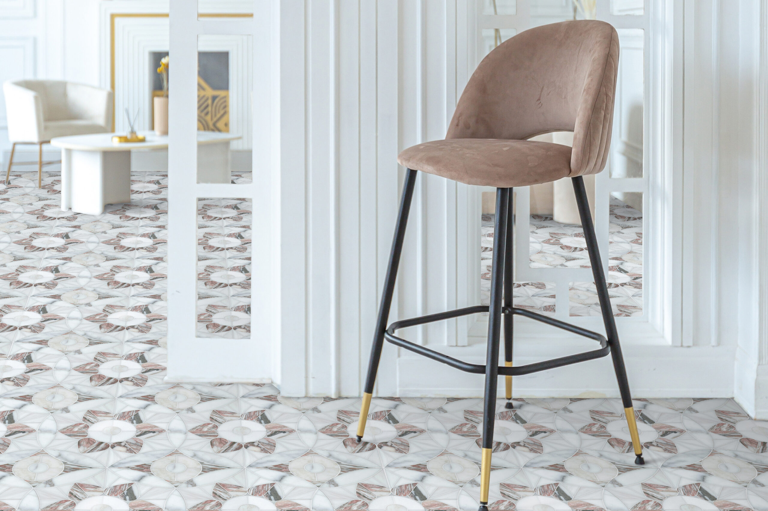 Allison Eden Studios Pink Moroccan Stone Mosaics Floor Preview