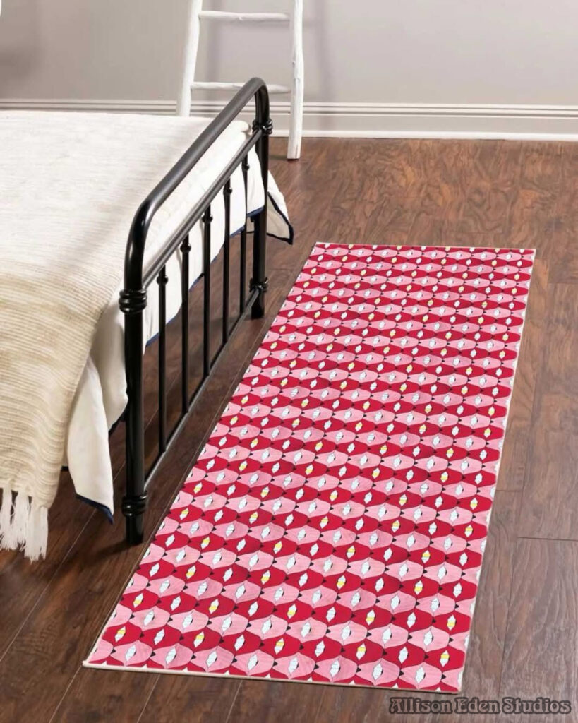 Allison Eden Studios SMILE Lips Vinyl flooring pink red stripes