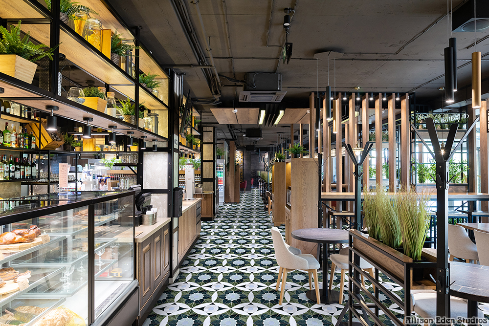 Allison Eden Studios STONE restaurant flooring in luxury Moroccan Heart Green