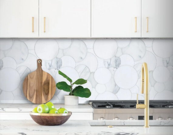 Allison Eden Studios Stone Mosaics Overlapping Circles Kitchen Backsplash preview