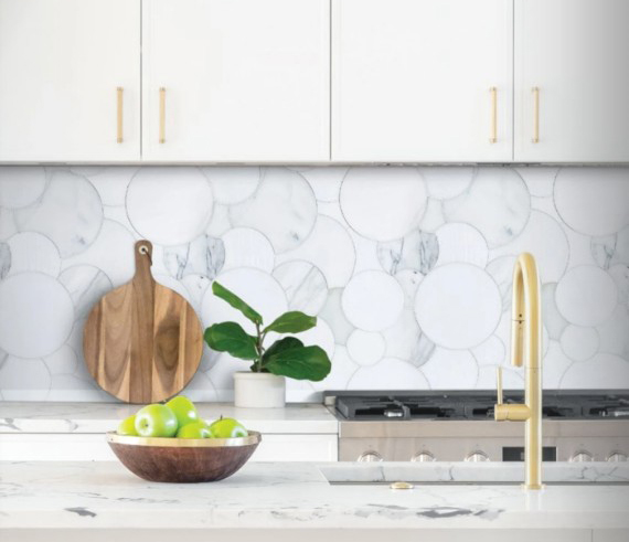 Allison Eden Studios Stone Mosaics Overlapping Circles Kitchen Backsplash preview