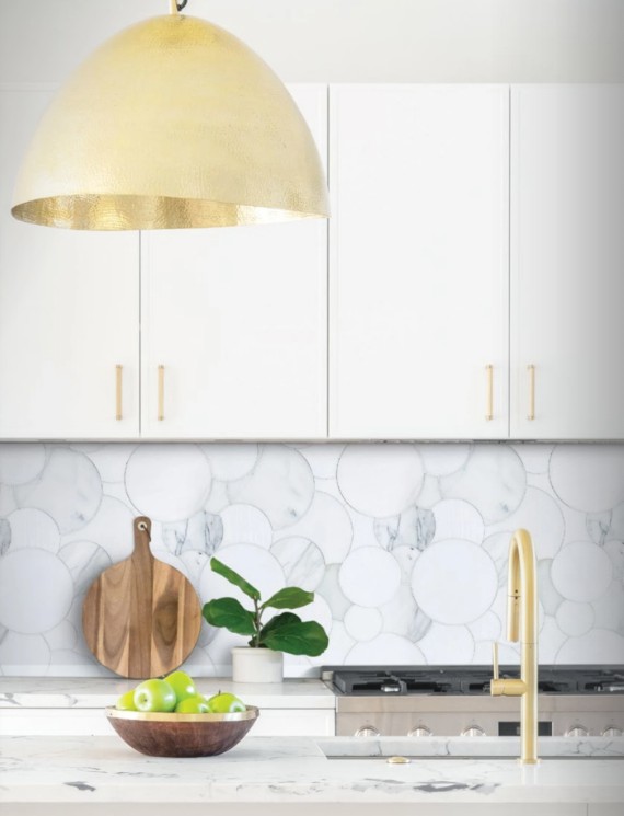 Allison Eden Studios Stone Mosaics Overlapping Circles Kitchen Backsplash