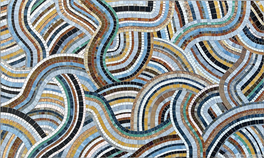 Allison Eden Studios Swirling Mesmerizing stained glass and mirror Mosaic Artwork (36" X 60").