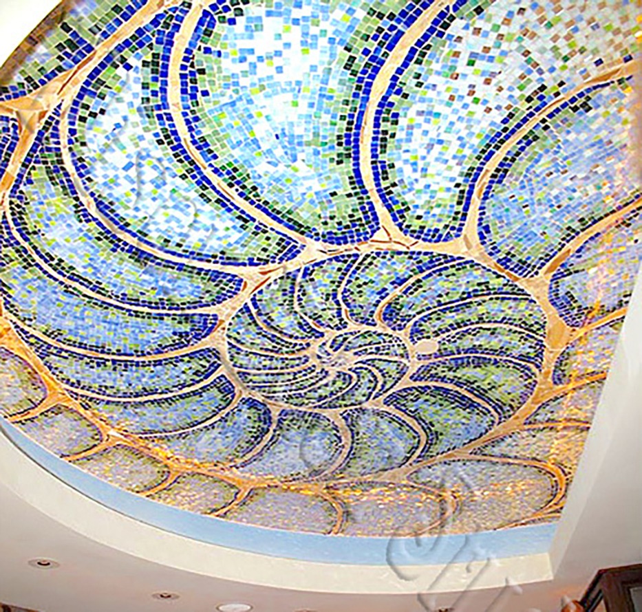 Ocean fish and marlin stained glass mosaic wall art