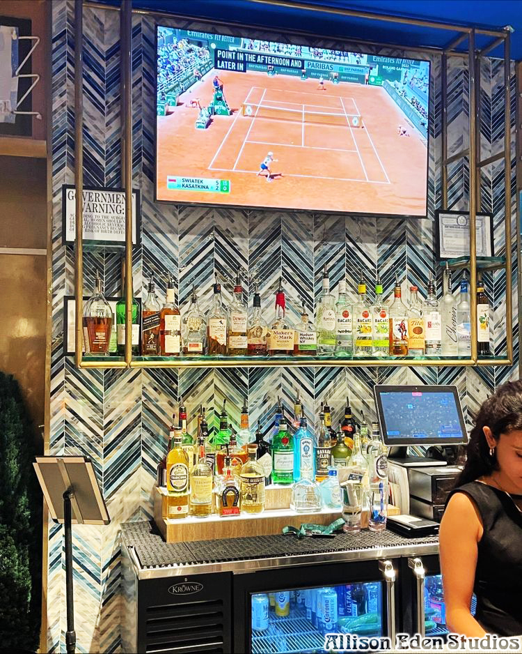 Allison Eden Studios Chevron Restaurant Bar backsplash