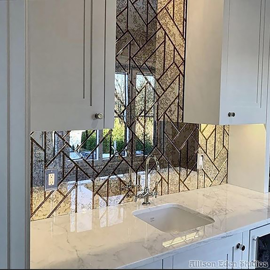 Allison Eden Studios Deco pattern antique mirror and copper mirror