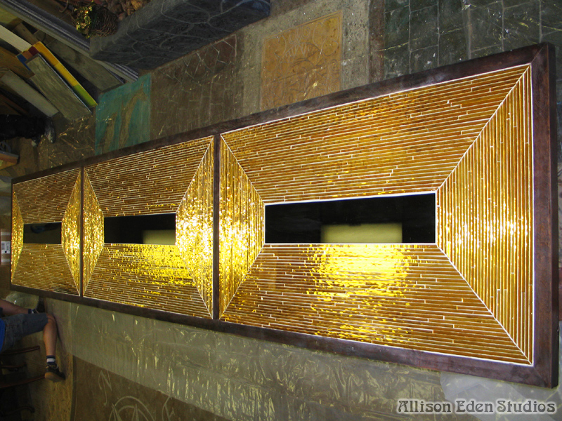Allison Eden Studios Gold Mirror Chevron Long Tables