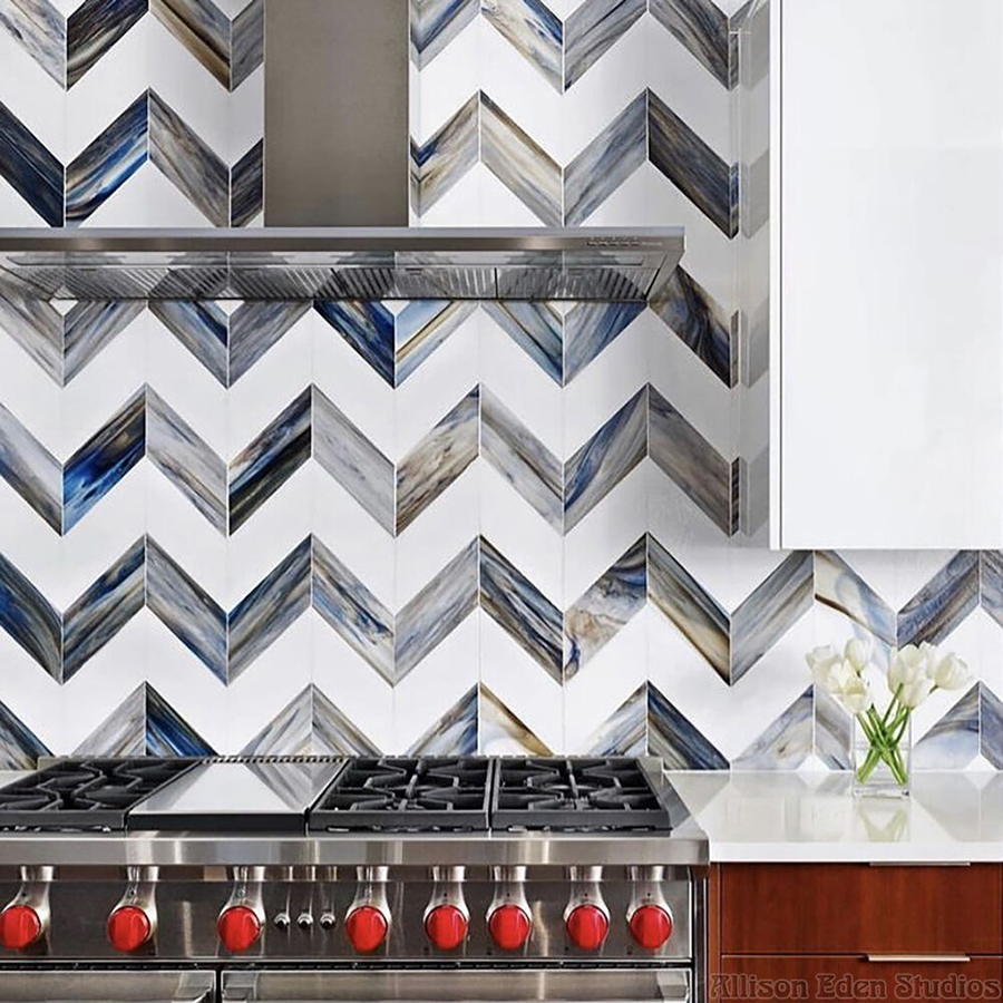 Allison Eden Studios Mega Chevron gray white Kitchen Backsplash