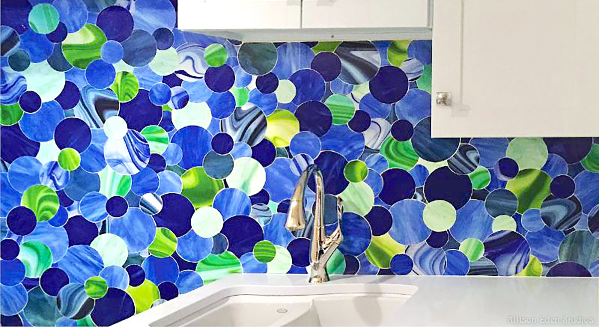 Allison Eden Studios Overlapping Circles Blues Greens Bath wm