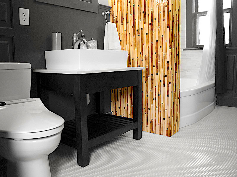 Vertical Stripe Bath Private Residence