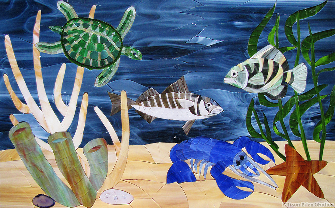 23d Allison Eden Studios aquatic Scene 3X4 in progress blue lobster wm